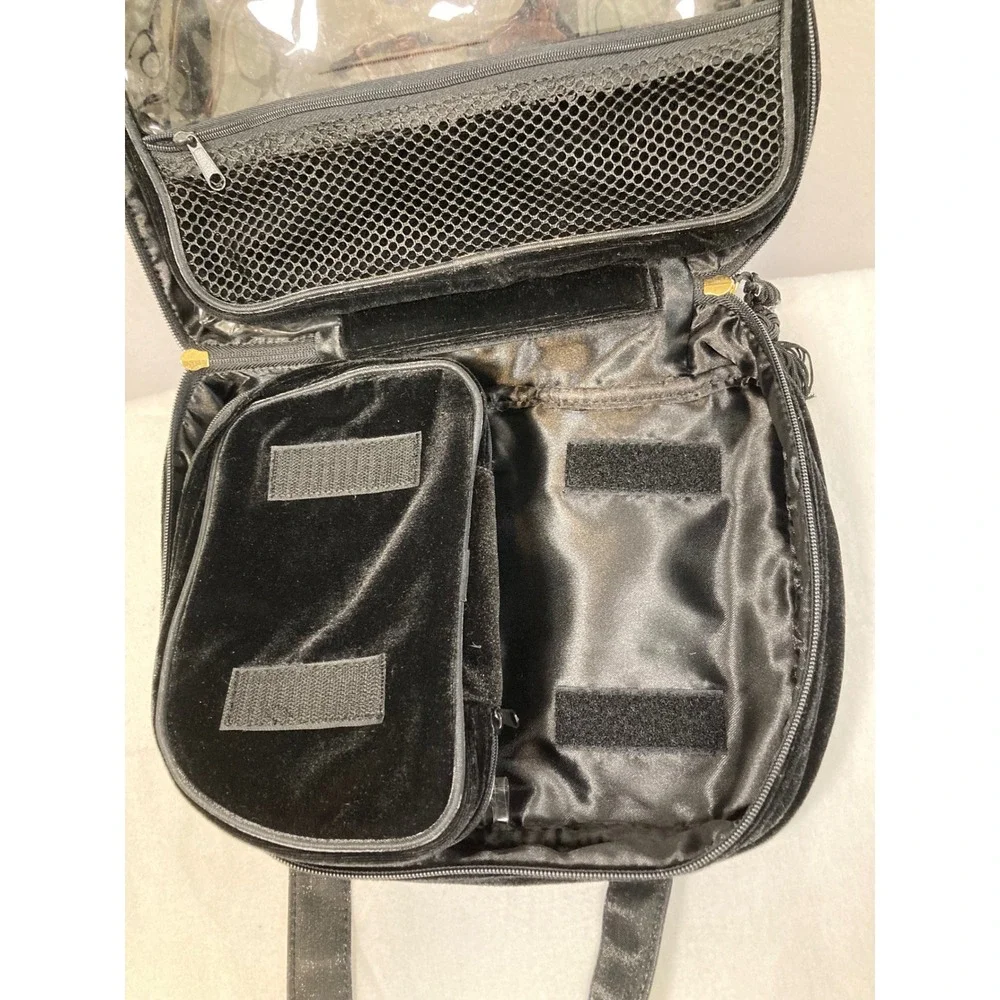 Bueno Velvet Toiletry‎ Bag Travel Case Black Tassel Organizer Small